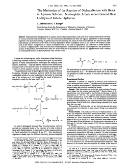 The Mechanism of the Reaction of Diphenylketene with Bases in Aqueous Solution: Nucleophilic Attack Versus General Base Catalysis of Ketene Hydration