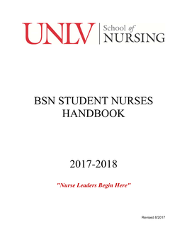 Bsn Student Nurses Handbook 2017-2018