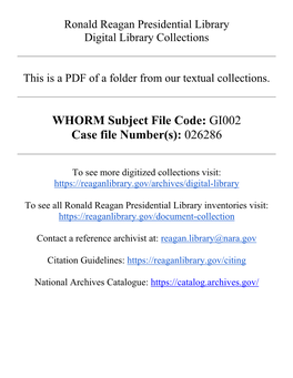 WHORM Subject File Code: GI002 Case File Number(S): 026286