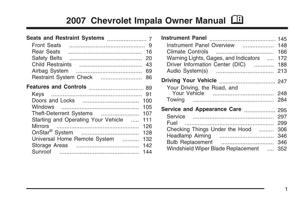 2007 Chevrolet Impala Owner Manual M