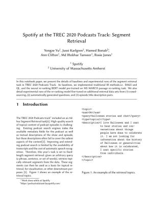 Spotify at the TREC 2020 Podcasts Track: Segment Retrieval
