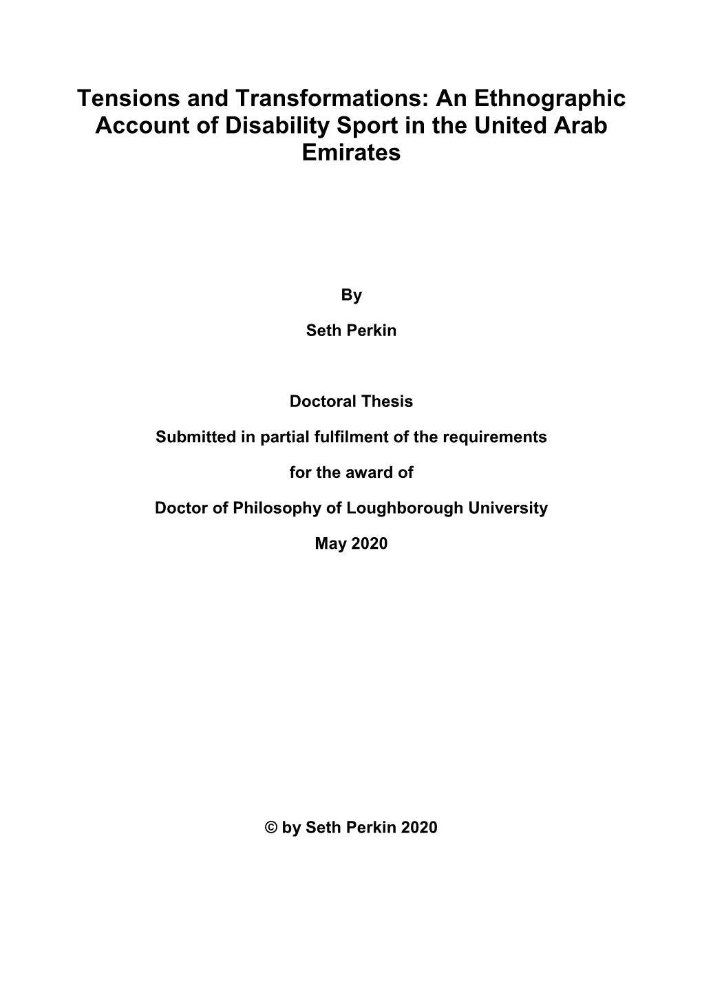 Tensions and Transformations: an Ethnographic Account of Disability Sport in the United Arab Emirates