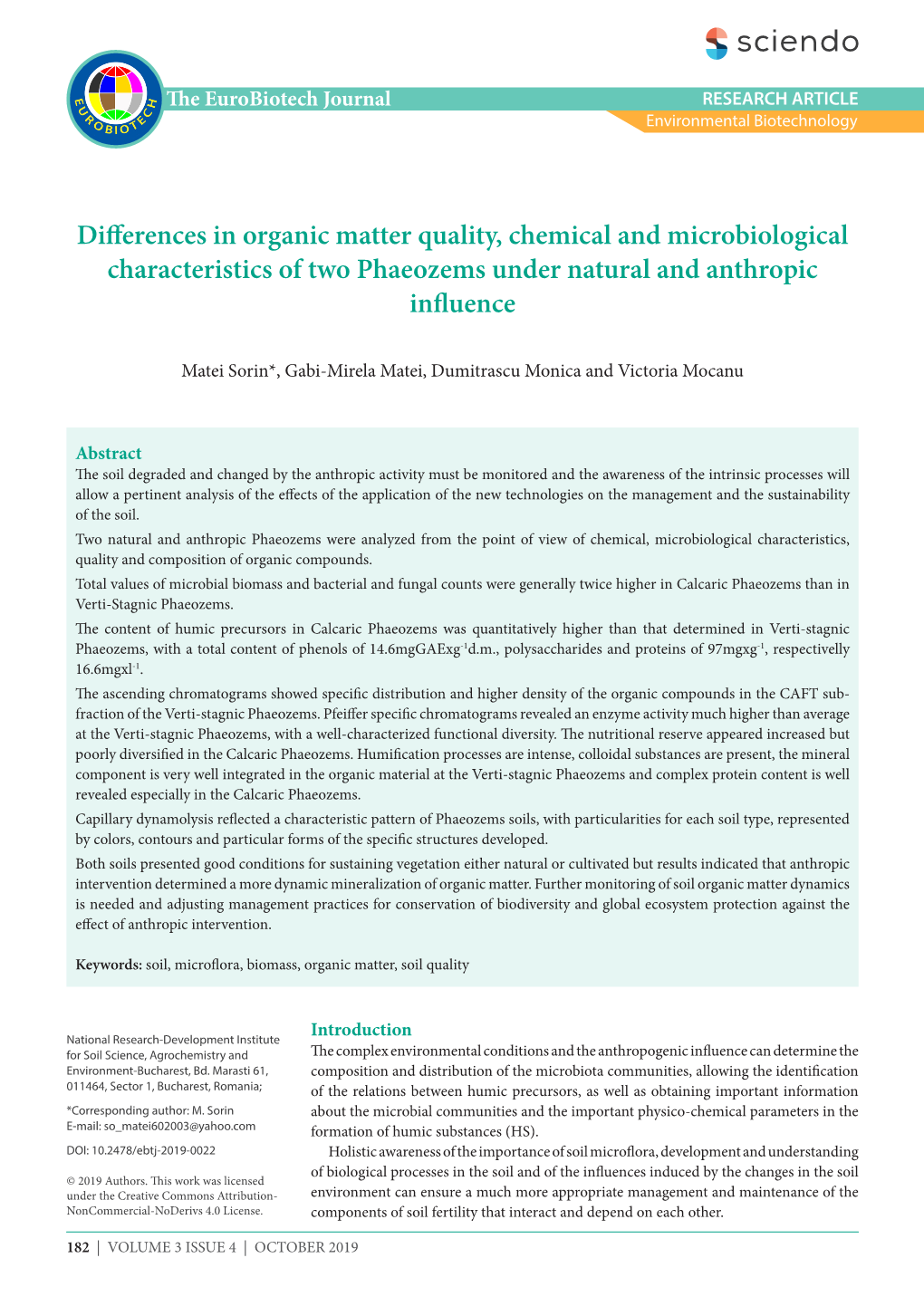 Differences in Organic Matter Quality, Chemical and Microbiological Characteristics of Two Phaeozems Under Natural and Anthropic Influence