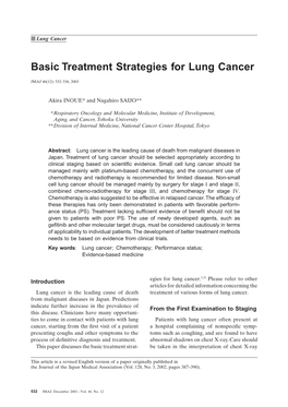 Basic Treatment Strategies for Lung Cancer