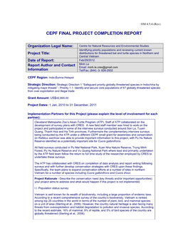 Cepf Final Project Completion Report