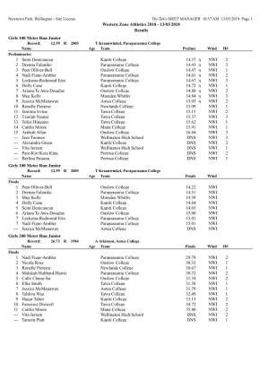 13/03/2018 Results Girls 100 Meter Run Junior 1 Seini Denicaucau