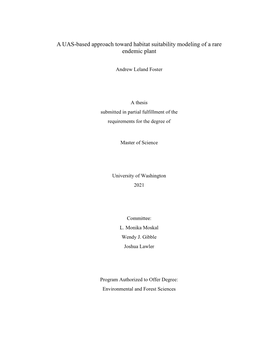 A UAS-Based Approach Toward Habitat Suitability Modeling of a Rare Endemic Plant