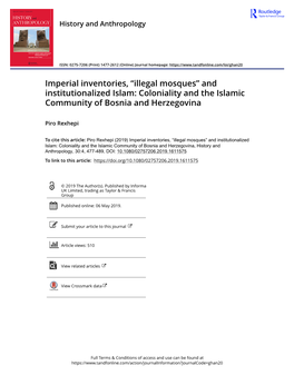 Imperial Inventories, “Illegal Mosques” and Institutionalized Islam: Coloniality and the Islamic Community of Bosnia and Herzegovina