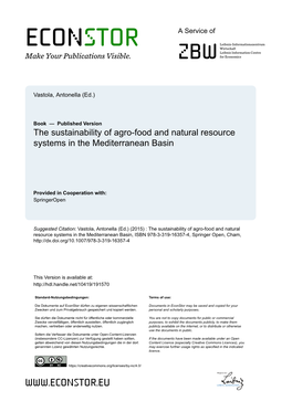 The Sustainability of Agro-Food and Natural Resource Systems in the Mediterranean Basin