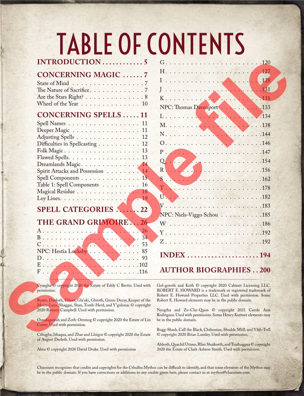 Table of Contents