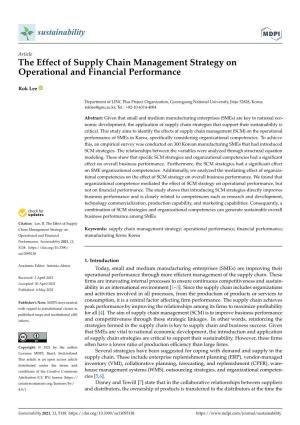 The Effect of Supply Chain Management Strategy on Operational and Financial Performance