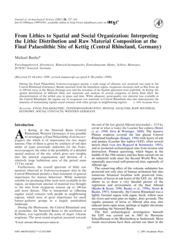 From Lithics to Spatial and Social Organization