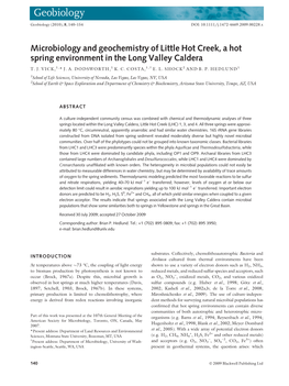 Microbiology and Geochemistry of Little Hot Creek, a Hot Spring Environment in the Long Valley Caldera T