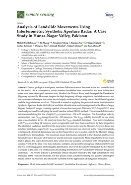 Analysis of Landslide Movements Using Interferometric Synthetic Aperture Radar: a Case Study in Hunza-Nagar Valley, Pakistan