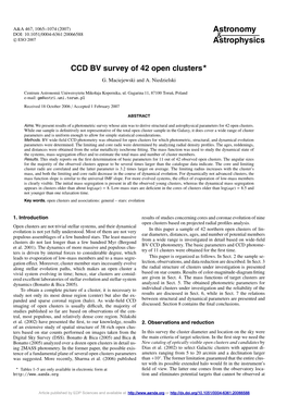 CCD BV Survey of 42 Open Clusters