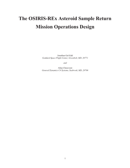 The OSIRIS-Rex Asteroid Sample Return Mission Operations Design