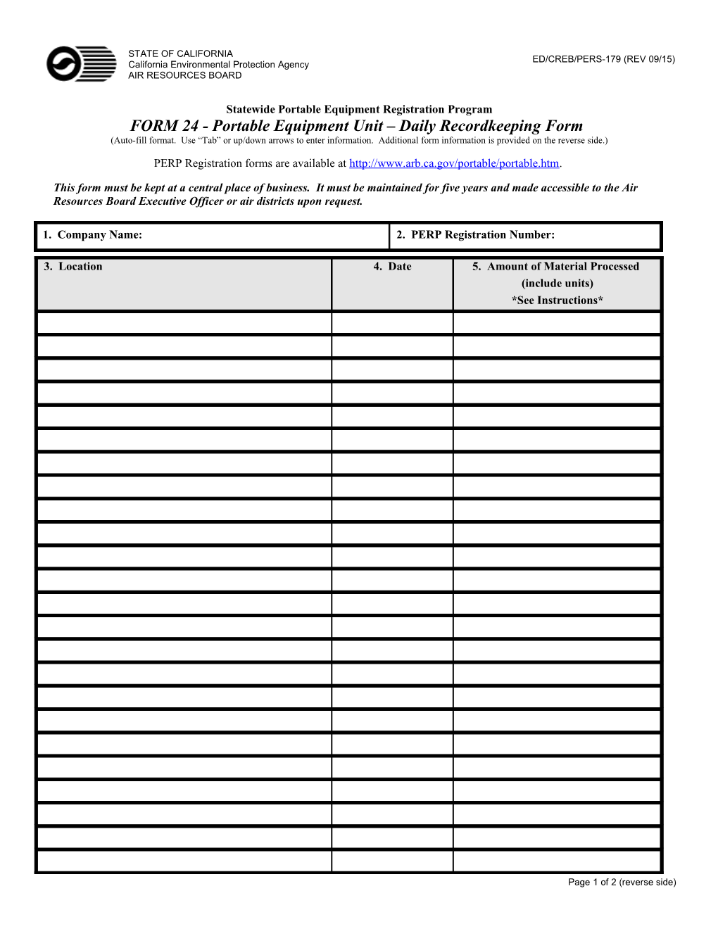 Statewide Portable Equipment Registration Program - FORM