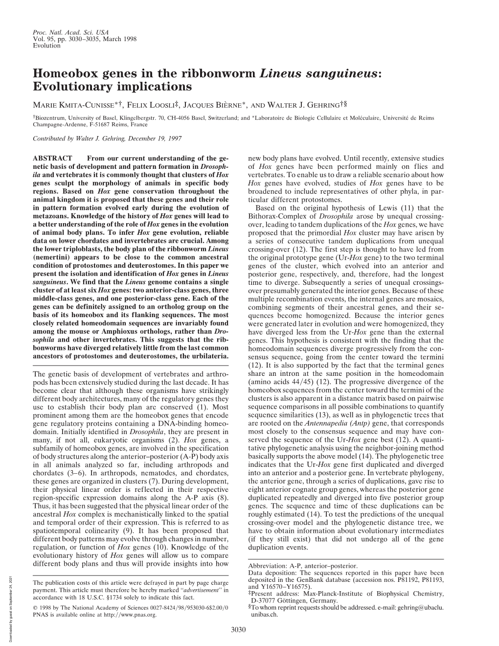 Homeobox Genes in the Ribbonworm Lineus Sanguineus: Evolutionary Implications