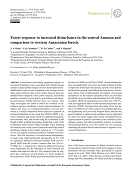 Forest Response to Increased Disturbance in the Central Amazon and Comparison to Western Amazonian Forests