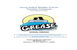 Great Valley Middle School Theater Company Proudly Presents