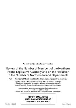 Review of the Number of Members of the Northern Ireland Legislative