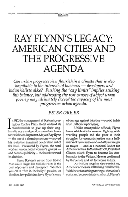 Ray Flynn's Legacy: American Cities and the Progressive Agenda