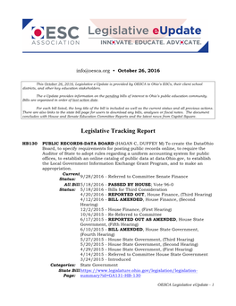 Legislative Tracking Report