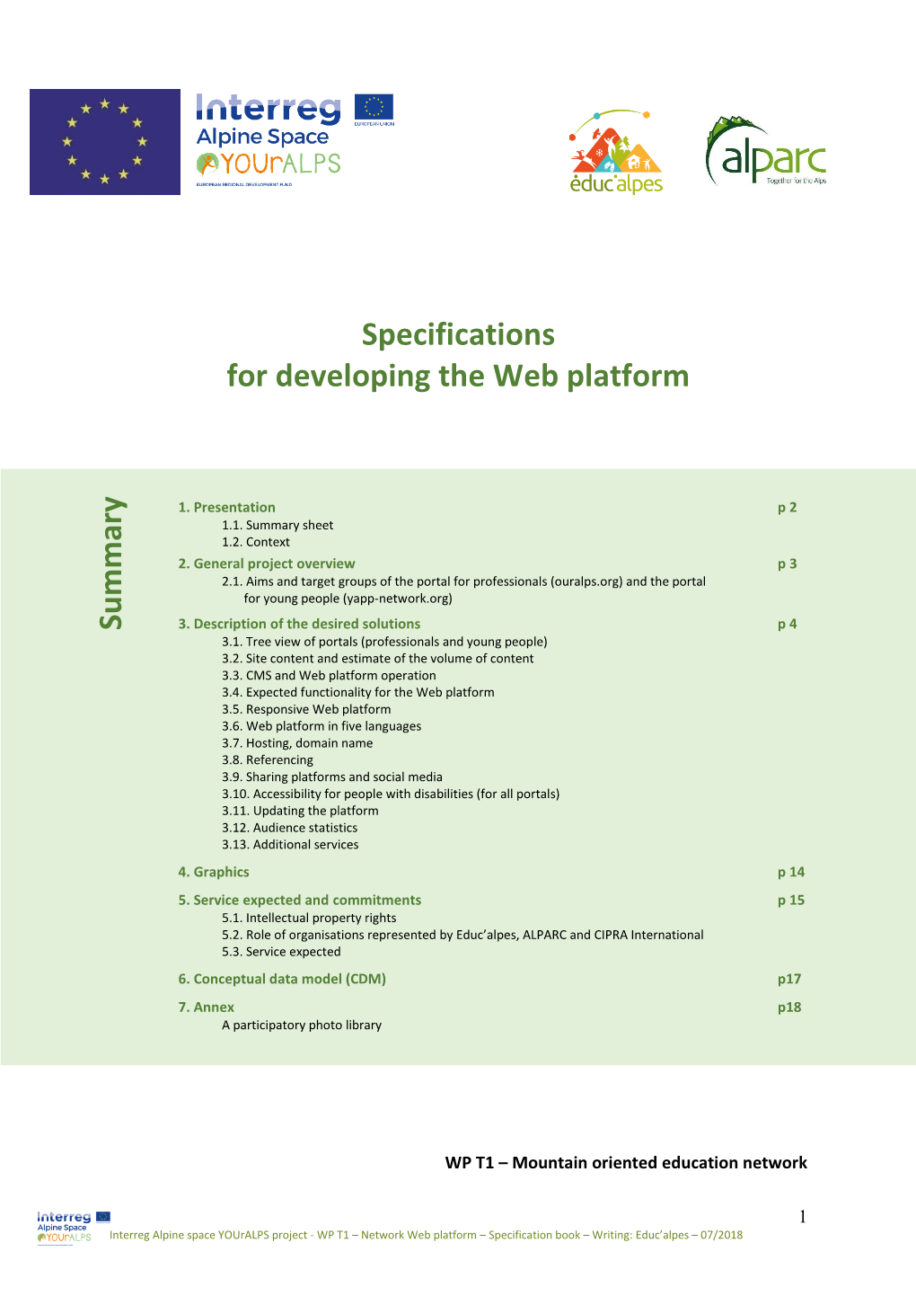 Specifications for Developing the Web Platform Summ