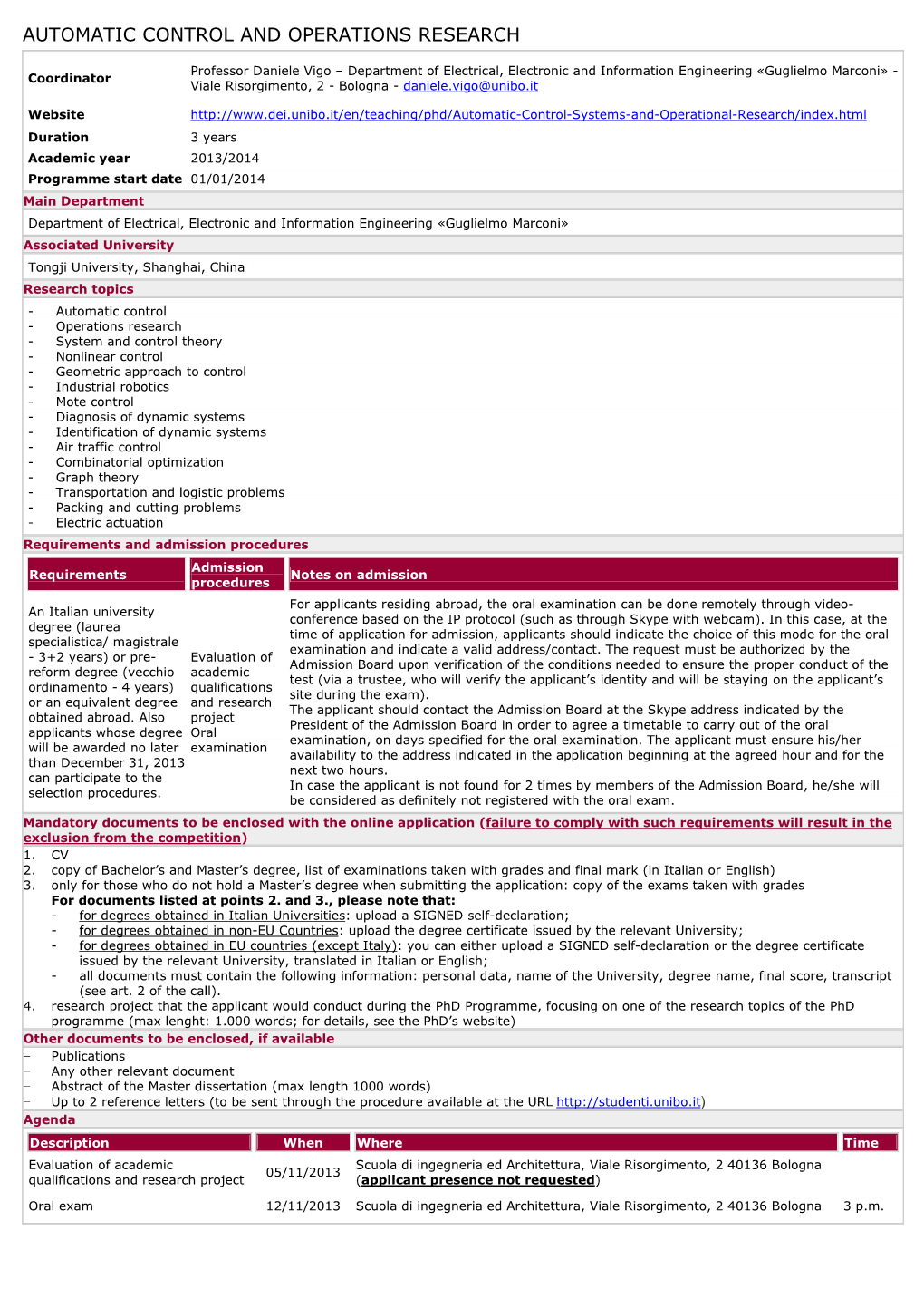 Automatic Control and Operations Research