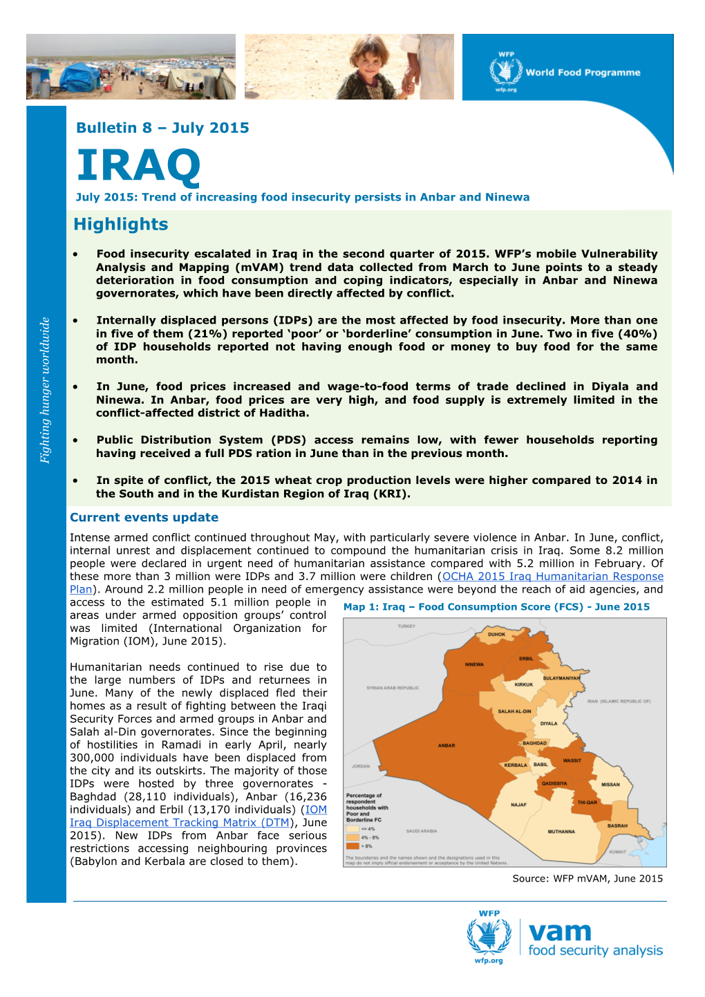 Iraq in Security Food Tracking 2015 June — 8 Bulletin