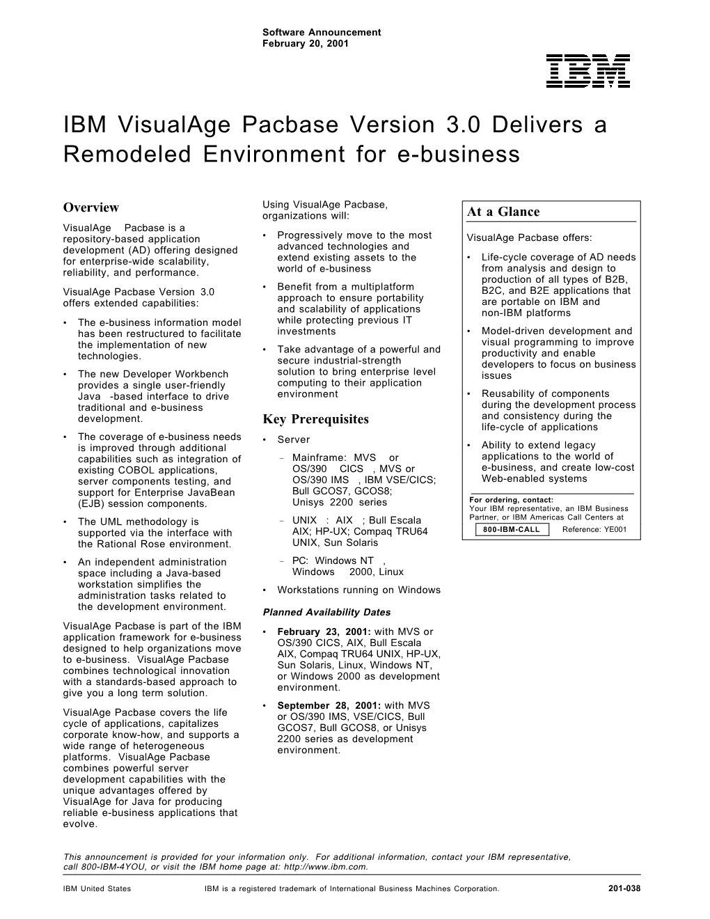 IBM Visualage Pacbase Version 3.0 Delivers a Remodeled Environment for E-Business