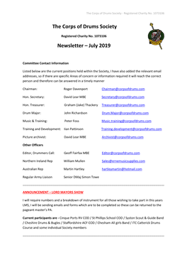 The Corps of Drums Society Newsletter – July 2019