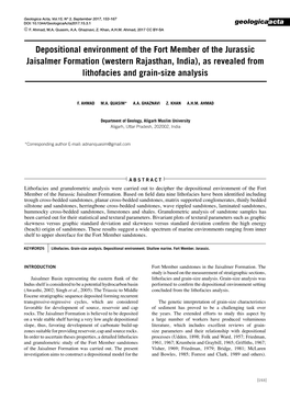 Western Rajasthan, India), As Revealed from Lithofacies and Grain-Size Analysis