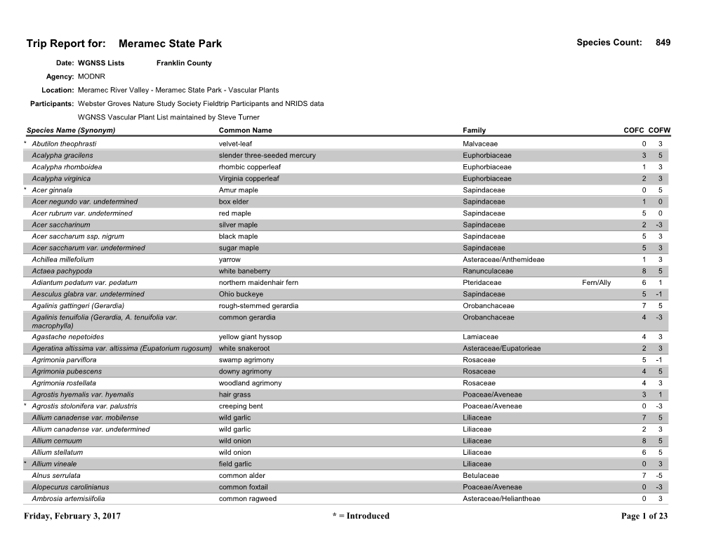 Meramec List