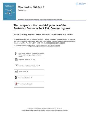 The Complete Mitochondrial Genome of the Australian Common Rock Rat, Zyzomys Argurus