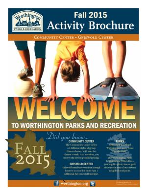 Activity Brochure Community Center • Griswold Center