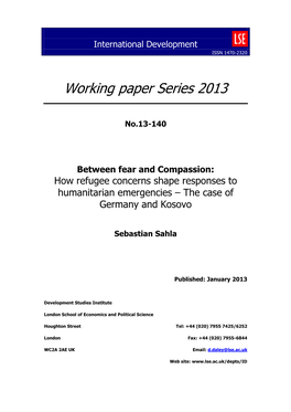 Between Fear and Compassion: How Refugee Concerns Shape Responses to Humanitarian Emergencies – the Case of Germany and Kosovo