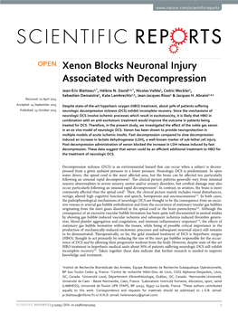 Xenon Blocks Neuronal Injury Associated with Decompression