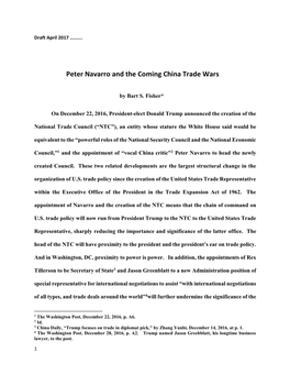 Peter Navarro and the Coming China Trade Wars