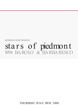 Stars of Piedmont: 1998 Barolo & Barbaresco