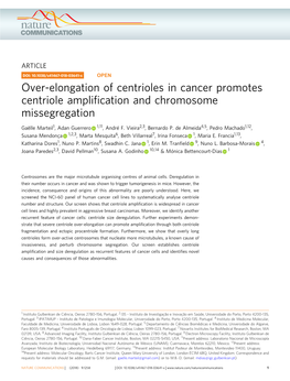Over-Elongation of Centrioles in Cancer Promotes Centriole Ampliﬁcation and Chromosome Missegregation