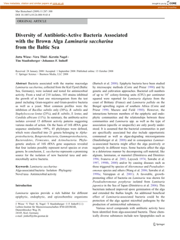 Diversity of Antibiotic-Active Bacteria Associated with the Brown Alga Laminaria Saccharina from the Baltic Sea