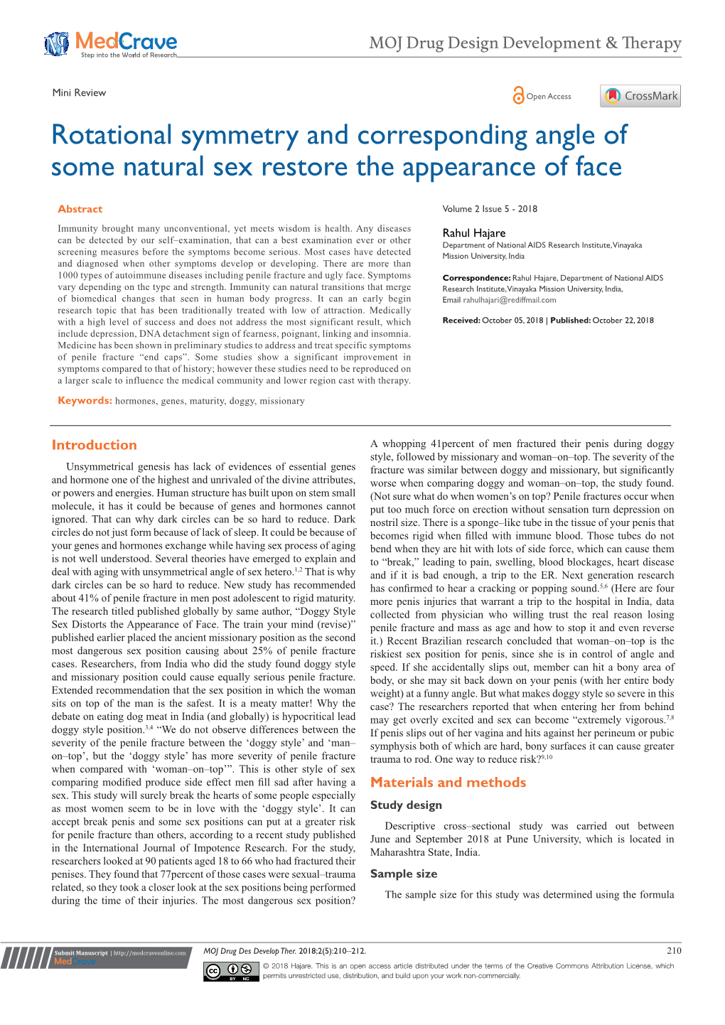 Rotational Symmetry and Corresponding Angle of Some Natural Sex Restore the Appearance of Face