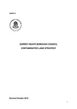 Surrey Heath Borough Council Contaminated Land Inspection Strategy, 2009