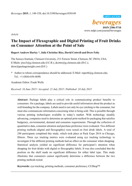 The Impact of Flexographic and Digital Printing of Fruit Drinks on Consumer Attention at the Point of Sale