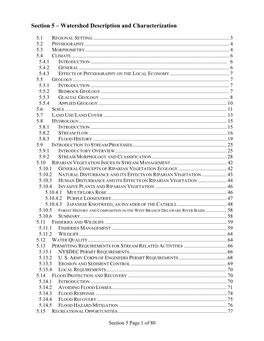 Watershed Description and Characterization