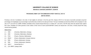 University College of Science Mohanlal Sukhadia University, Udaipur