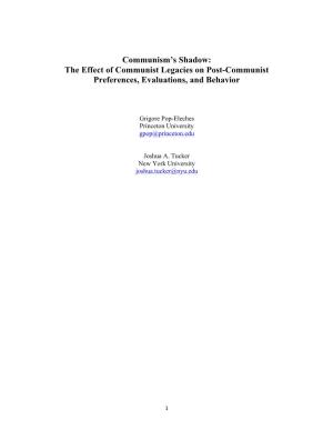 Communism's Shadow: the Effect of Communist Legacies on Post