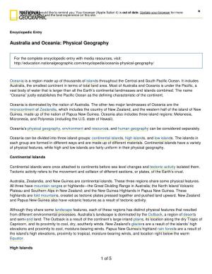 Australia and Oceania: Physical Geography ×