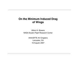 On the Minimum Induced Drag of Wings